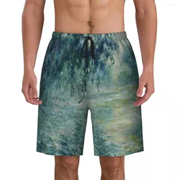 Herren-Shorts „Morgen auf der Seine in der Nähe von Giverny“, Badehose, schnell trocknendes Board, Claude Monet, impressionistische Kunst, Badeanzüge, Boardshorts