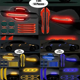 Upgrade 14 General-Purpose 3D Carbon Fiber Car Door Handle Stickers Scratch-Resistant Stickers Car Safety Reflective Strip Car Accessory