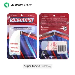 Klebstoff 36 Strips Mehrwöchiges Klebeband für Haarersatz Super Starke flexible doppelseitige Toupee -Klebeband