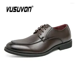 Freizeitschuhe, Kuh-echtes Leder, Herren-Business-Kleid, dicke Sohle, Hochzeit, Derby, Schnürung, Vater-Geschenk, modische italienische schwarze formelle Wohnungen