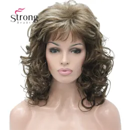 Wigs Strongbeauty 18 "lunghe ondulate marrone chiaro evidenziato scelte di colore delle parrucche sintetiche complete