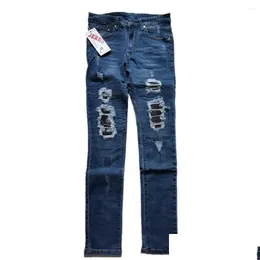 Mens Jeans Denim 2023 Pants Clothing Autumn Winter Designer Högkvalitativ rippad överdimensionerad Spring Hip Hop Punk Streetwear Hole Drop Del Dhj9z