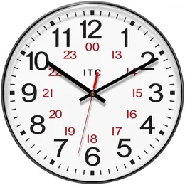 Настенные часы 12 дюймов, черные часы для внутреннего использования, небьющаяся крышка, белый циферблат, металлические стрелки, батарейка, 12 дюймов x 12 дюймов x 1,75 дюйма, бесшумный круглый механизм
