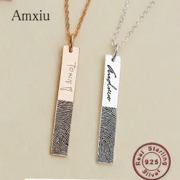 Collane AMXIU Nome impronta digitale personalizzato 925 collana a ciondolo in argento sterling per amanti regali per feste di nozze da donna Accessori