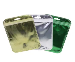 200pcs 7x11cm Assorted Color Glossy Clear Front Color Inside Silver Back Foil Flat Zip Lock Bags With Euro Slot2639931