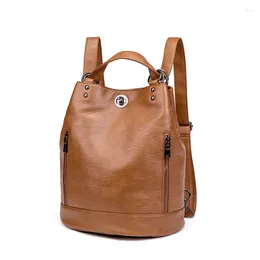 Midjepåsar Deconn äkta läderhandväska 2024 Fashion Girl's Women Large Capacity Shoulder Backpack Travel Multification Luxury Bag