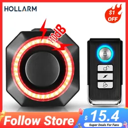 Lights Hollarm Bike Alarm Taillight Anti Theft Burglar Usb Charge Bicycle Light Smart Brake Sensing Remote Control Bike Alarm Tail Lamp