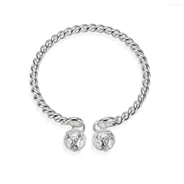 Urok bransoletki mody biżuteria 925 srebrne srebrne retro podwójna grzywka linowa lina otwarta bransoletka dla kobiet