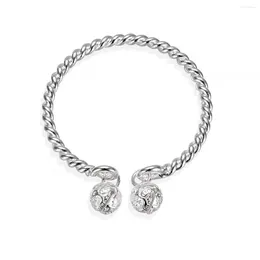 Braccialetti con ciondoli Gioielli di moda Bracciale aperto con doppia campana in argento sterling 925 retrò per donne uomini regali di compleanno