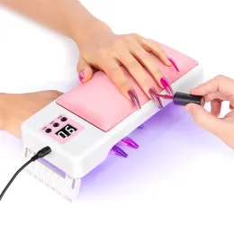 Rests 2IN1 faltbares Leder-Handkissen mit UV-LED-Nagellampe, weiches Gel-Polier-Nageltrockner, Armlehne für Nagellicht, Armlehnenkissen