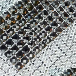 Mozaika 13-stronnicza diamentowe czarne lustro szklane krawędź tło tło ściana płytka dtv bar dekoracja toalety upuszczenie dostawy domu budynek ogrodowy dhjx7