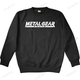 Spel mgs metall Gear Solid Letter Tryckt MENS MEN HOUDIE Sweatshirt Långärmad bomull Camisetas Masculina Thin Style 240326