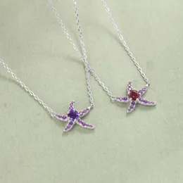 Pendant Necklaces Brand Genuine Luxury Real Jewels Personalized Fashion Starfish Natural Amethyst Garnet 925 Sterling Silver Necklace Female