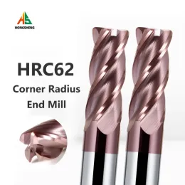 Mulino di estremità del raggio d'angolo HRC62 CNC R Bullnosio Multatura a naso Cutter Router Tungsteno Strumento di acciaio in carburo R0.5 R1 R2 R3 4 flauti