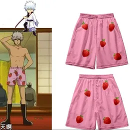Anime Gintama gin San Ichigo Strawberry 3D Print Shorts Tranks Summer Quick Dry Beach Men Women Short Pants 240321