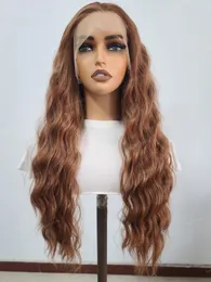 Real Hair Perücken kleberfreier Bob hochauflösende Spitze mit hohem Gloss mit menschlichem Haar braun 13*4 lockiges Haar Langes koreanisches Hochtemperaturfaser-Perücken