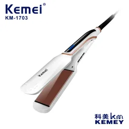 Irons Kemei Plywood KM1703 Ceramic Panel Constant Temperatur Snabb värme LCD -temperatur LCD Display Curling Hair Straintener