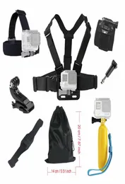 Conjunto de acessórios pretos para gopro 9 8 hero 4 5 6 7, alça de montagem de capacete de mão flutuante para go pro sjcam sj4000 sj5000x actio4368063