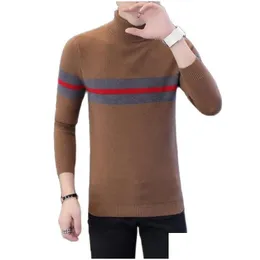 Mens Sweaters Man Sweater The Of Han Edition Autumn Winter Grows Ones Body Money Jumper High Collar Drop Delivery Apparel Clothing Dh8A4