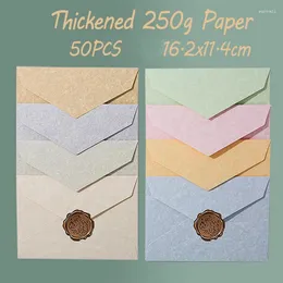 Gift Wrap 50pcs/lot Macaron Envelope High-grade 250g Thick Paper Postcards Business Stationery Retro Envelopes For Wedding Invitations