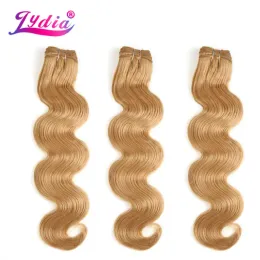 Tecer weave lydia onda natural cabelos yaki corpo 16 "26" cor pura 27# 3pcs/lote sintético tecelagem para mulheres