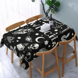 Table Cloth Rectangular Witch Pattern Waterproof Tablecloth 45"-50" Cover Backed With Elastic Edge