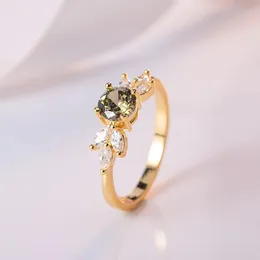 14K Altın Ametrine Taş Yüzüğü Kadınlar için Anillo De Bague veya Jaune Topaz Takı 14 K Renk Düğün Anel Kutusu 240322