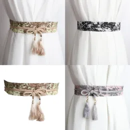 Bandas de cintura bordadas de estilo japonês Bandas largas Cintura da cintura do arco para Kimono Yukata Robe Hanfu Waist Decoration