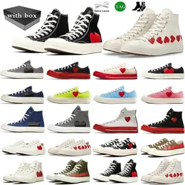 LAY Black canvas shoes men women trainers big red Multi heart eye low high White Black Grey Blue Quartz Bright Pink Polka Dot White casual sneaker with box