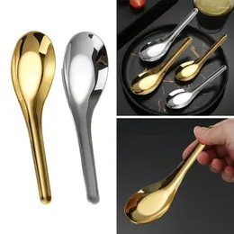 Spoons Flat Bottom Soup Creative Canteen Dining Flatware Tableware Stirring Spoon Stainless Steel Kitchen Tools