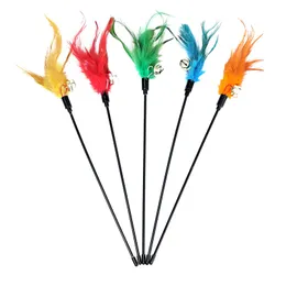 Cat Toy Factory Short Rod Chicken Feather Bell Cat Stick Multi-Color Feather Cat Training Toy Factory