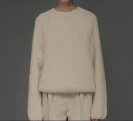 Th~Row Half High Neck Sweater Pullover für Damen Herbst und Winter 2024 Neue verdickte einfache lockere Silhouette Cool Air Sweater Strickwaren