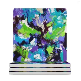 Table Mats Flowering Ceramic Coasters (Square) Set Cute Cup Mat For Dishes