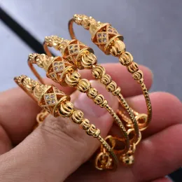 Braccialetti 24k 4pcs color oro etnico Dubai braccialetti per bambine fortunato perle bracele sposa Dubai braccialetti gioielli per bambini