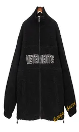 21FW Vetements Vintage Patchwork Lambswool Jackets Women 11 تطريز Vetements zip Coat Winter VTM Outwear1937333