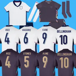 2024 Koszulki z piłki nożnej Anglii 150 lat Saka Foden Bellingham Rashford Sterling Grealish Drużyna narodowa Kane Football Kit Kit Red Shirts Białe Blue Men Zestawy dla dzieci