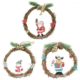 Flores decorativas parede porta janela pingente boneco de neve redondo decoração de natal ornamentos cervos natal pendurado decoração