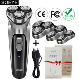 Electric Shavers Mens Shaver For Men Shaving Machine SOEYE Beard Trimmer 3D Floating Blade Washable USB Recharge Hair Cutting 2442