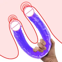 Brinquedos 46cm macio geléia vibrador duplo longo realista vibradores vaginais lésbicas para mulheres vibradores brinquedos sexuais anal plug flexível falso