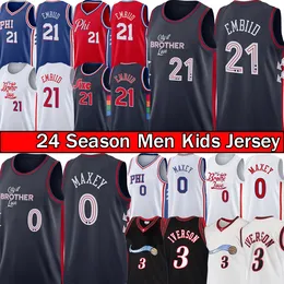 Joel Embiid Philadelphias 76er baskettröja Tyrese Maxey Sixer Jerseys Allen 3 Iverson Retro Syched Basket Men City Sport Shirt Basket Vest