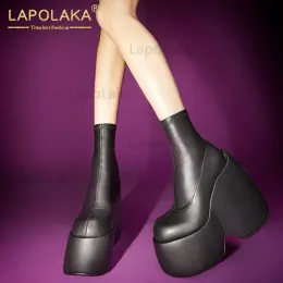 Boots Lapolaka INS HOT Cool Girls Women Motorcycle Boots Strange Style High Heels Platform Woman Over The Knee High Boots Party Club
