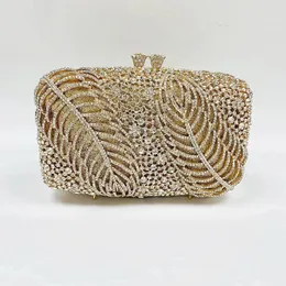 Leafencrusted Diamond Evening Bag Banquet Afinestone Clutch Fashion Party Dress Женская роскошная ниша невеста 240402