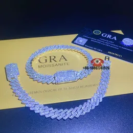 최고 판매자 힙 남성 패션 파인 쥬얼리 10mm 2rows 다이아몬드 VVS1 Moissanite Cuban Bracelet Sterling Sier