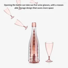 使い捨てカップストロー5pcs/セットプラスチックワイングラスポータブル旅行セットクリエイティブビールドリンクジュースカップシャンパングラスカクテルホームバー