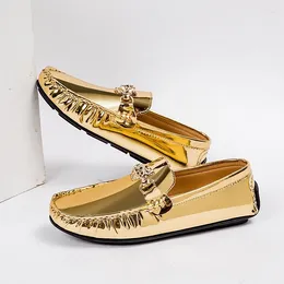 Casual Shoes Over Size 38-48 Men Fashion Gold Moccasin Loafers For Big Youth Personality