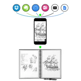 Elfinbook wymazalny papier Papier wielokrotnego użytku Smart Wirebound Notebook Cloud Storage Flash Storage, Połączenie aplikacji