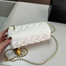 Bolsa de cilindro de dragão feminino pequeno estilo perfumado bolsa de corrente de grade de diamante versátil padrão de ovelha bolsa de ombro único bolsa de maquiagem elegante 240315