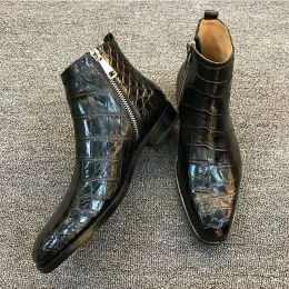 Buty męskie buty zip czarny brązowy Lowheed Business Ręcznie robione kowbojki Botas de Trabajo Hombre Buty dla mężczyzn z bezpłatną wysyłką