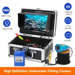 Finders Monitor de 7 polegadas 1000TVL Kit de câmera de pesca subaquática à prova d'água 24 PCS LEDs infravermelhos IR Localizador de peixes de 9 polegadas para pesca em barco no lago de gelo