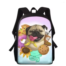 Bolsas escolares de cachorro fofo cachorro backpack donuts pug bookbag estudantes laptop para meninas adolescentes mochila